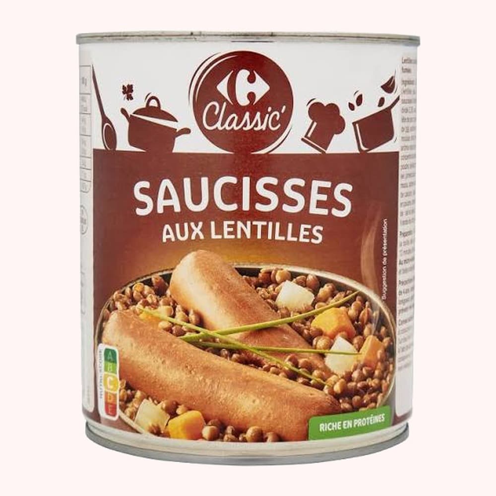 Carrefour Classic Saucisses Aux Lentilles